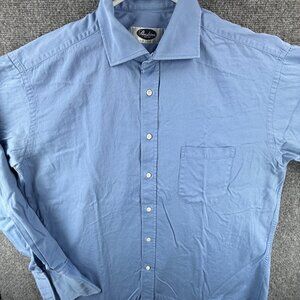 Stenstroms Twill Twofold Super Cotton 43 Blue Shirt Button Up Mens Long Sleeve